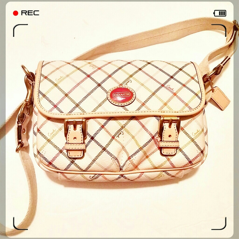 Coach Cream Crossbody Bag with Quilted Design